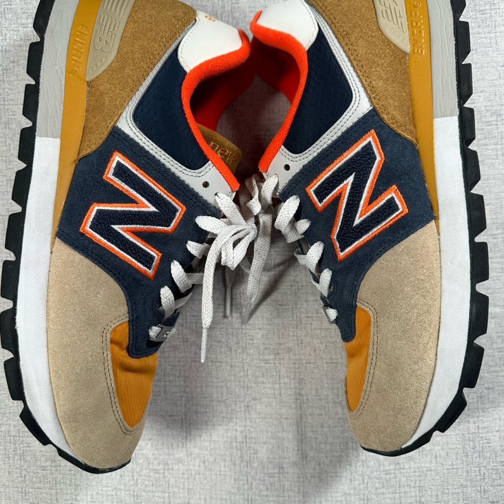 New Balance 574 with Orange and Tan Accents - Picture 2 of 8